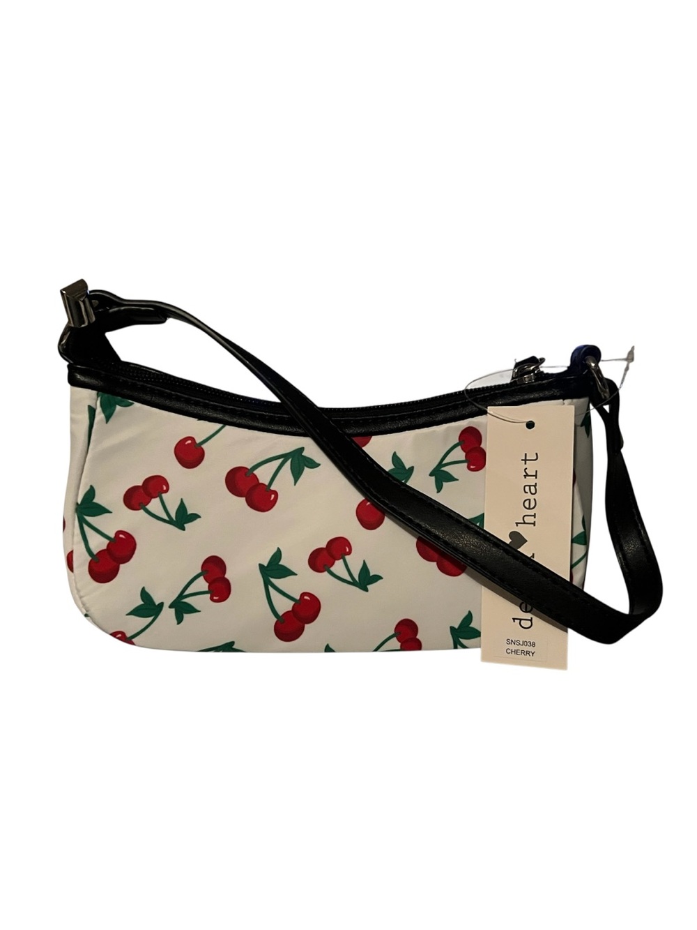 Derek Heart Cherry Print White Shoulder Bag NWT